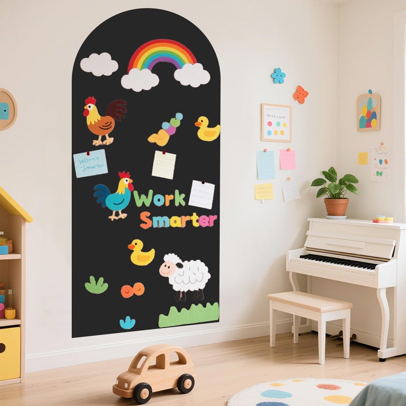 WUPIOS Magnetic Wall Decal for Kids 39.3x17.5 Inches Upgraded Magnetic Chalkboard for Wall Black Magnet Board for Wall with Letters and 12 Color Liquid Chalk for Home Playroom and Classroom - Image 1